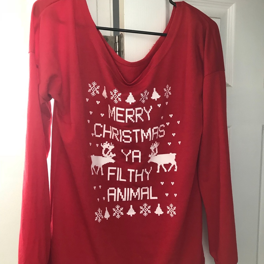 Merry Christmas Off the Shoulder Long Sleeve